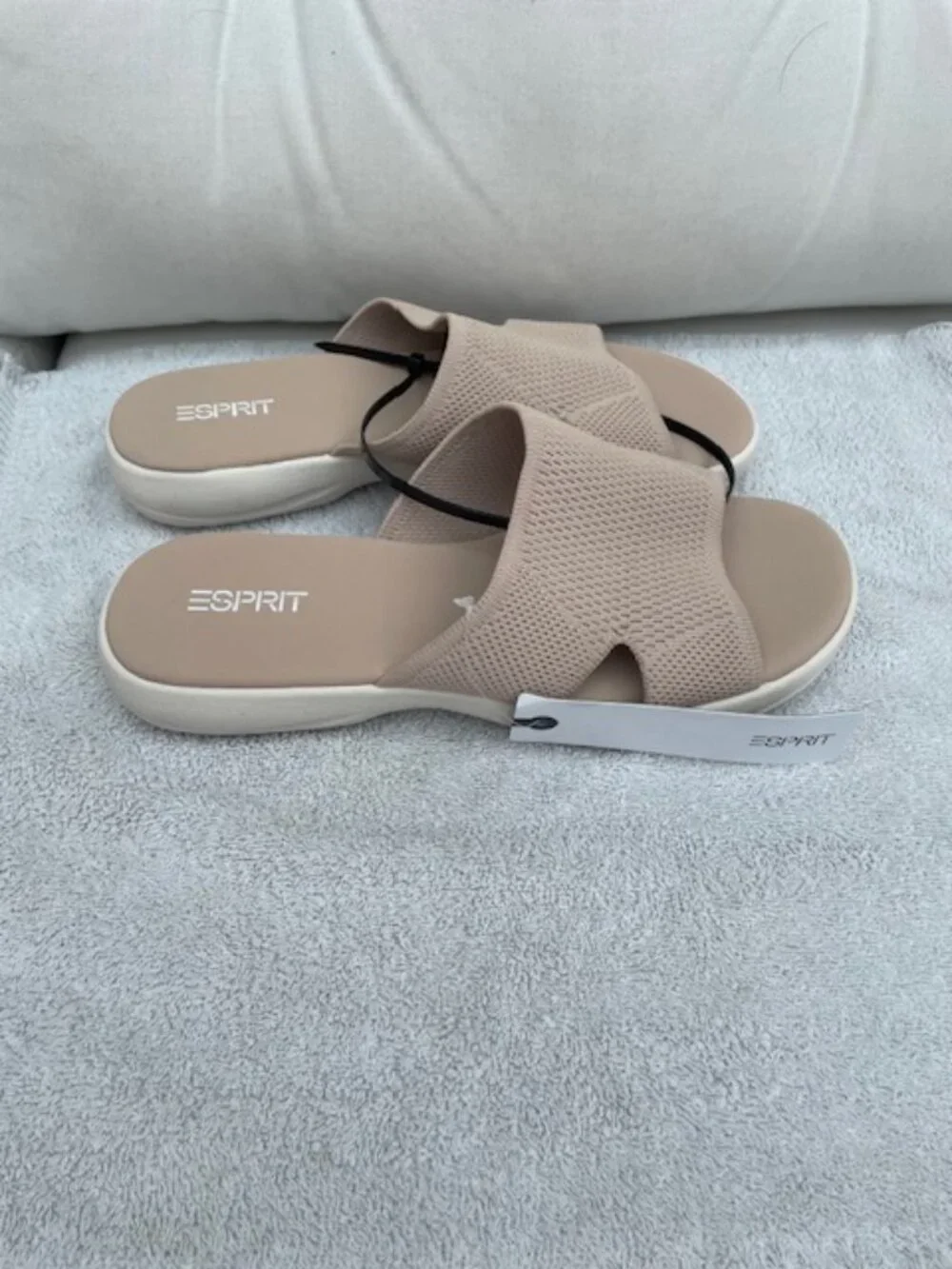 Women's Esprit Heavy mesh sandal in tan with 1 inch heel